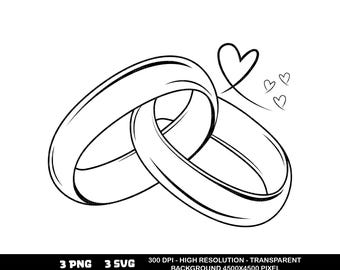 Wedding Ring Clipart: Marriage Silhouette PNG SVG (Digital Download, 4500x4500 px)