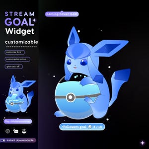 Stream Widget |Cute Gaming Power Goal Widget | Glassy Goal Widget for Twitch Streamers | Streamelements Streamlabs OBS