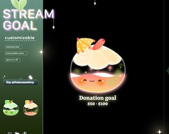 Stream Widget | Cute Coconut Goal Widget | Glassy Coconut Goal Widget for Twitch Streamers | Streamelements Streamlabs OBS
