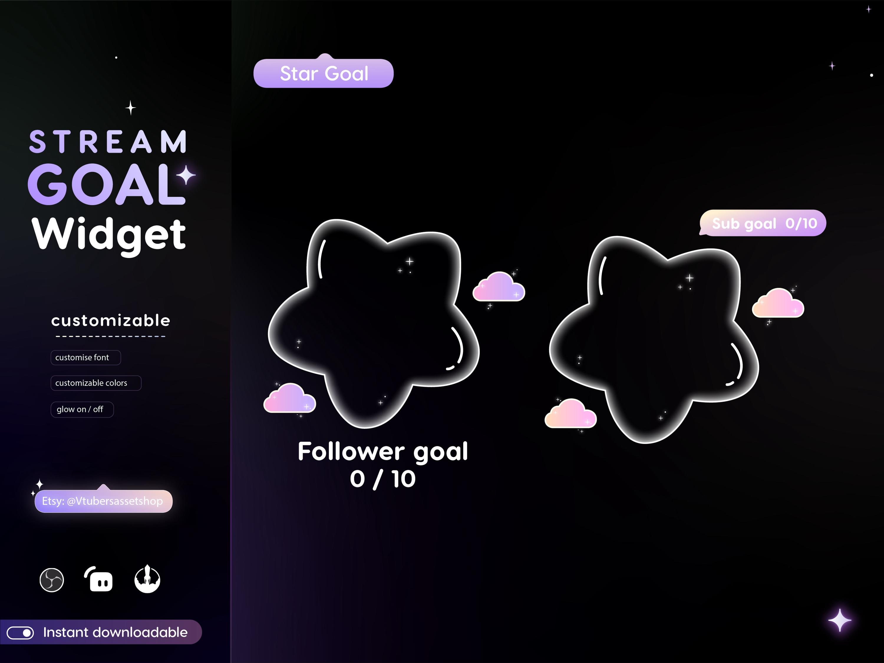 Glassy Star Liquid Goal Widget for Twitch Streamers | Customizable ...