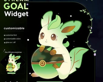 Stream Widget |Cute Leafeon Electric Nap Goal Widget | Glassy Goal Widget for Twitch Streamers | Streamelements Streamlabs OBS
