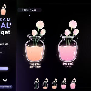 Glassy Tulip Flower Goal Widget: Streamlabs & Streamelements