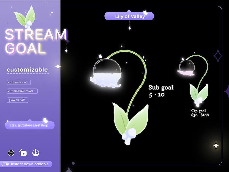 Lily of Valley Stream Goal Widget: Glassy Flower Design - Etsy