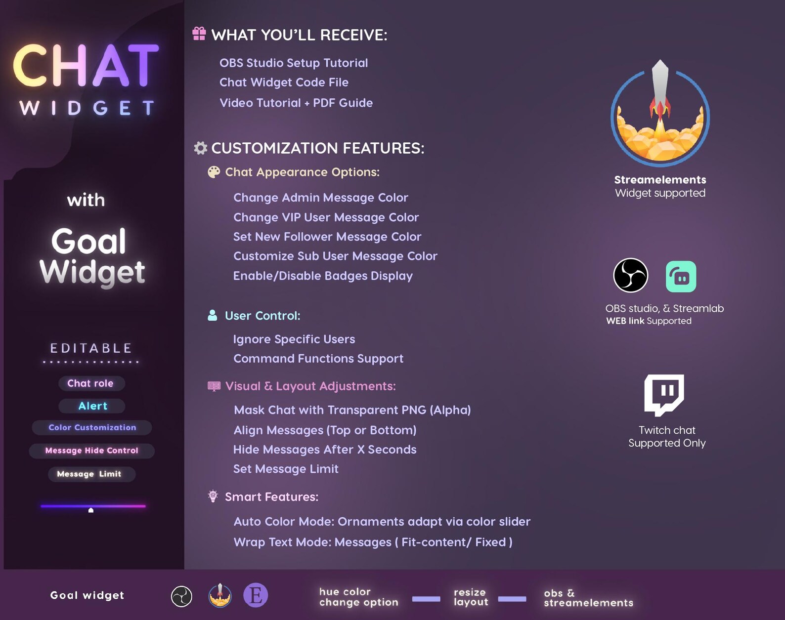 Gradient Twitch Chat Widget - Stream Alerts & Goal Tracker (digital ...