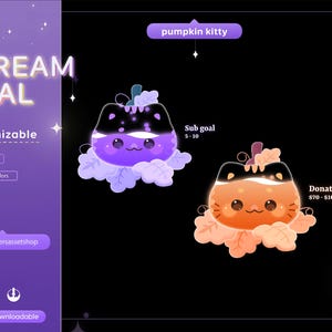Pumpkin Kitty Stream Goal Widget: Twitch Streamlabs Streamelements
