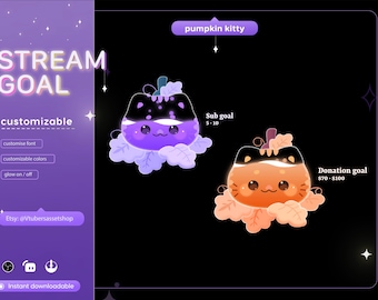 Pumpkin Kitty Stream Goal Widget: Twitch Streamlabs Streamelements