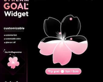 Glassy Sakura Flower Stream Goal Widget: Streamlabs & Streamelements