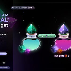 Crystal Potion Bottle Goal Widget: Streamlabs & Streamelements