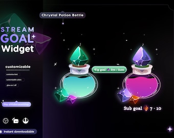 Widget de meta de garrafa de poção de cristal: Streamlabs e Streamelements