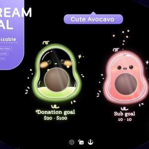 Stream Widget | Cute Avocados Goal Widget | Vegetable Goal Widget for Twitch Streamers | Streamelements Streamlabs OBS