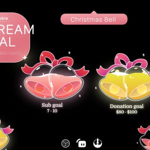 Stream Widget | Christmas Bell Goal Widget | Festive Goal Widget for Twitch Streamers | Streamelements Streamlabs OBS