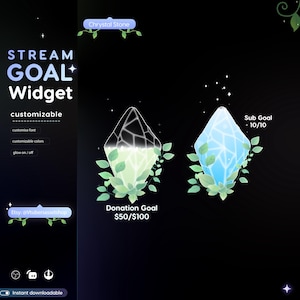 Widget d'objectif de diffusion Crystal Quartz Twitch : Twitch et OBS (téléchargement numérique)