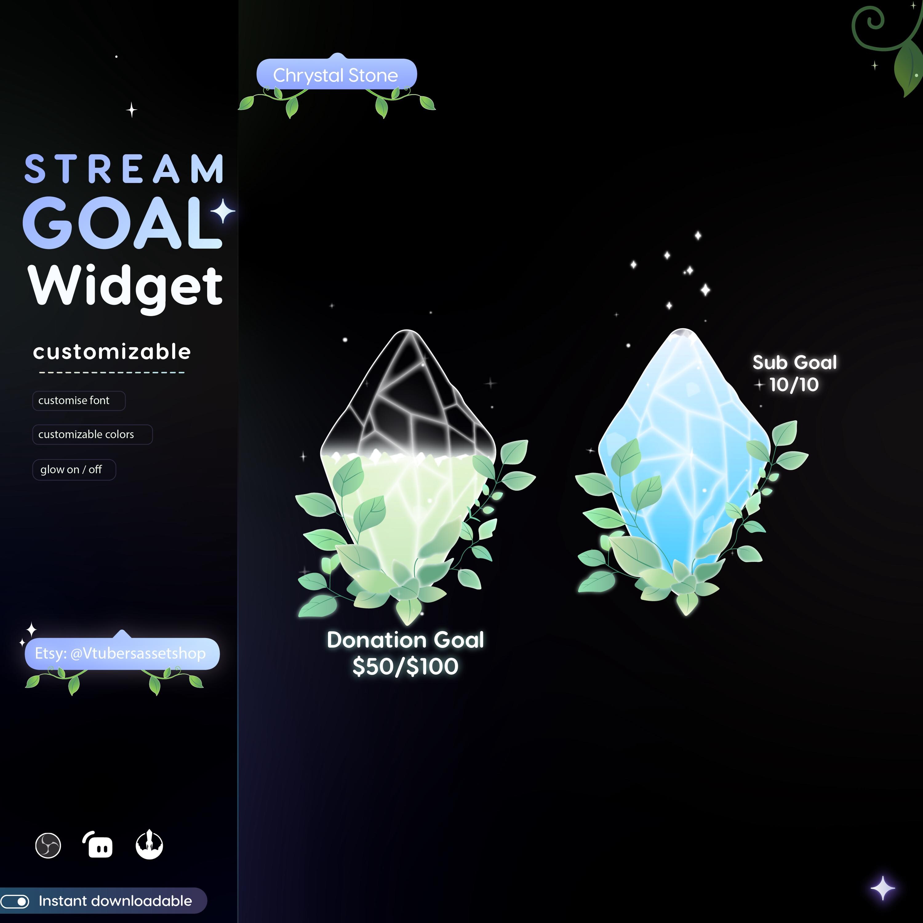 Crystal Quartz Twitch Stream Goal Widget: Twitch & OBS (digital ...