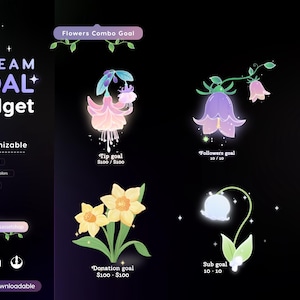 Flowers Stream Goal Widget: Glassy Combo for Twitch - Streamlabs, Streamelements