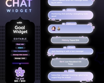 Sakura Blossom Twitch Chat Widget: Minimal Glassy Theme (StreamElements) (Digital Download)
