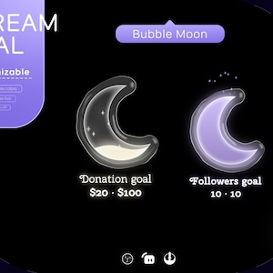 Stream Widget | Bubble Moon Goal Widget | Cute Moon Goal Widget for Twitch Streamers |Streamelements Streamlabs OBS