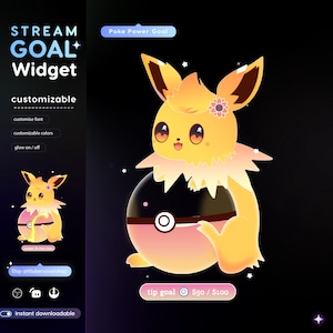 Stream Widget |Cute Gaming Power Goal Widget | Glassy Goal Widget for Twitch Streamers | Streamelements Streamlabs OBS