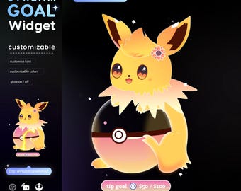 Stream Widget |Cute Gaming Power Goal Widget | Glassy Goal Widget for Twitch Streamers | Streamelements Streamlabs OBS