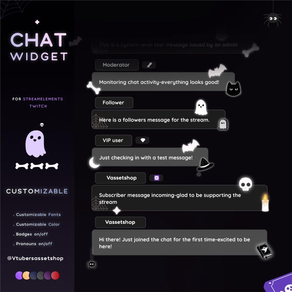 Halloween Spooky Twitch Chat Widget - Ghost Skull Theme (Digital Download)