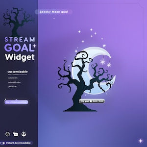 Stream Widget | Spooky Moon Goal Widget | Glassy Spooky Moon Goal Widget for Twitch Streamers | Streamelements Streamlabs OBS