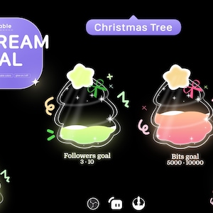 Stream Widget | Christmas Tree Goal Widget | Festive Goal Widget for Twitch Streamers | Streamelements Streamlabs OBS