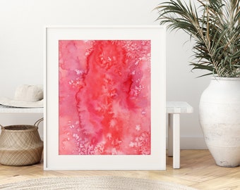 Pink Abstract Watercolor Minimalist Printable Wall Art, Instant Download Digital Art
