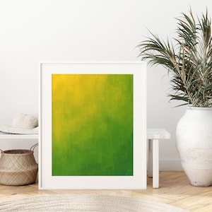 Green and Yellow Minimalist Printable Wall Art, Abstract Watercolor Digital Painting, Instant Download