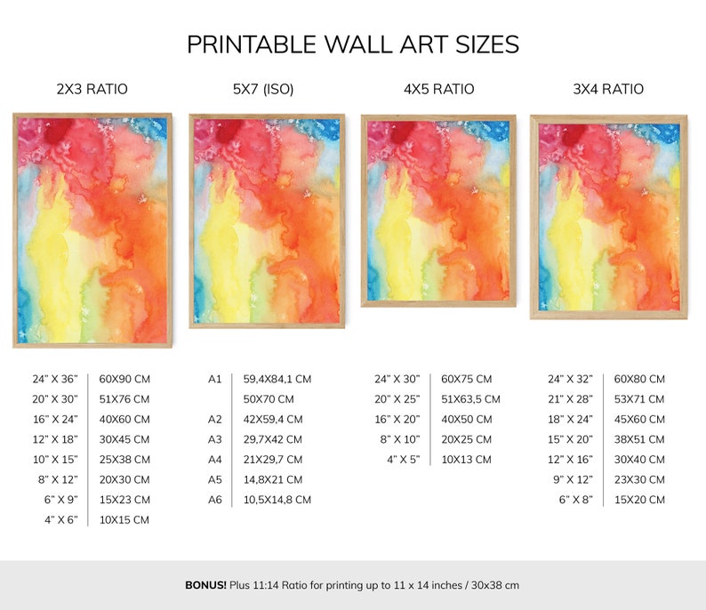 Rainbow Minimalist Printable Wall Art, Colorful Abstract Digital ...