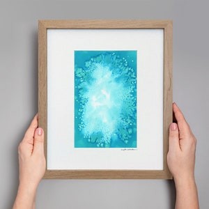 Original Abstract Watercolor, Minimalistic Art, Modern Art Painting, Original Framed Art, Small Blue Abstract Painting