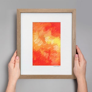 Original Abstract Art, Minimalistic, Modern Art Painting, Original Framed Art, Small Orange and Yellow Abstract Painting