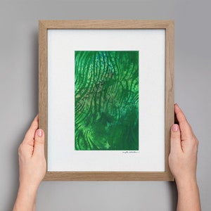 Original Abstract Watercolor, Minimalistic Art, Modern Art Painting, Original Framed Art, Small Green Abstract Painting