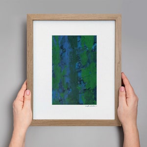 Original Abstract Watercolor, Minimalistic Art, Modern Art Painting, Original Framed Art, Small Blue and Green Abstract Painting