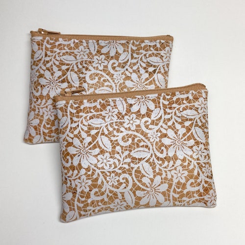 Cork Leather Coin Purse Card Zip Wallet Etsy