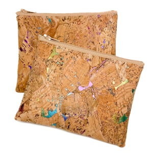 Rainbow Patches - Cork Leather Coin Purse, Card Zip Wallet