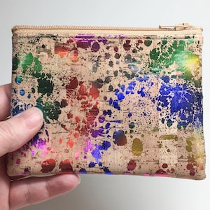 Splash Multi - Cork Leather Coin Purse, Card Zip Wallet