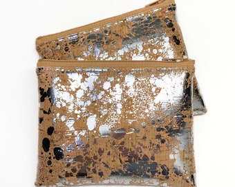 Silver Splash - Cork Leather Coin Purse, Card Zip Wallet