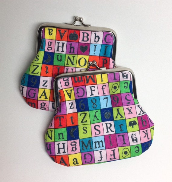 Kisslock Coin Purse Alphabet Squares Etsy