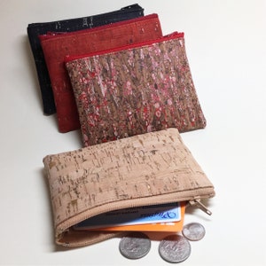 Red Roses Cork Leather Coin Purse, Card Zip Wallet image 2