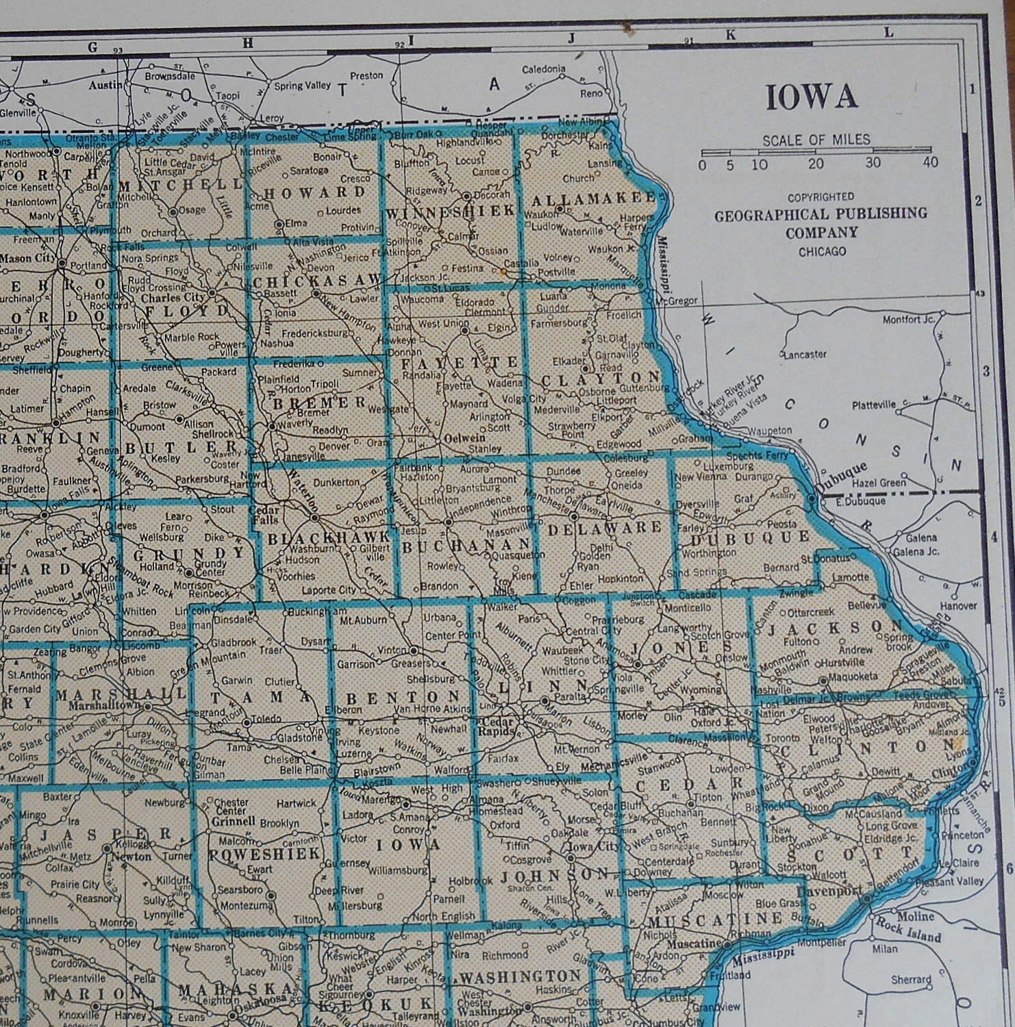 Old Map of Iowa Vintage 1930s original atlas map antique US Etsy