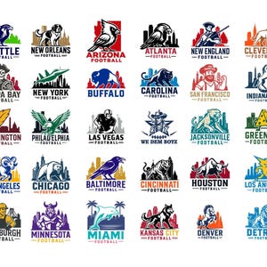 Football Team SVG Bundle, City PNG Clipart (30 Files)