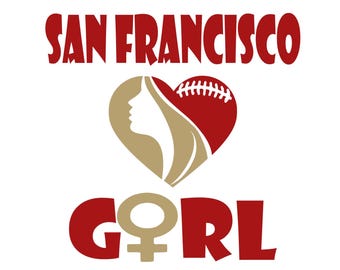 Chica del fútbol americano de San Francisco SVG: Cricut, Silhouette (Descarga digital)
