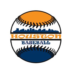 Houston Baseball Ball and Skyline Fan art Design for Print, Cutting and Sublimation - svg, png, eps, dxf, Cricut and Silhouette