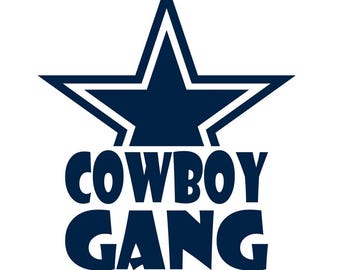 May include: A navy blue star logo with a white outline, above the words "COWBOY GANG" in navy blue, on a white background. The star is a prominent feature, and the text is in a bold, playful font.