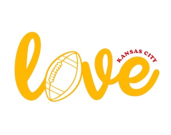 Love Kansas City Football SVG PNG: Chiefs Clipart (Digital Download)