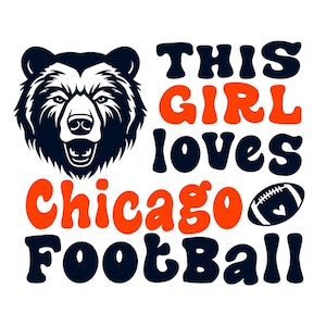Chicago Football geïnspireerd ontwerp fanart voor afdrukken, snijden en sublimatie & - Svg, Eps, Png, Dxf, Cricut, Silouhette