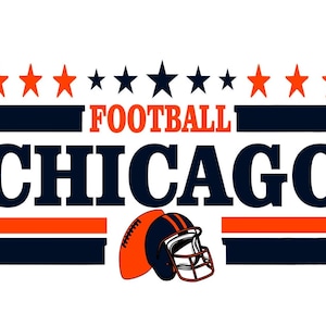 Chicago Football geïnspireerd ontwerp fanart voor afdrukken, snijden en sublimatie & - Svg, Eps, Png, Dxf, Cricut, Silouhette