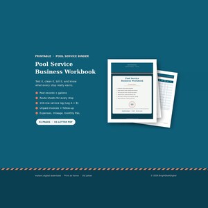 Pool Service Route Sheet and Pool Maintenance Log, Pool Cleaning Business Planner, Pool Chemical Log, Pool Service Invoice Pdf