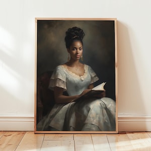 Vintage Portrait of Woman of Color, Black Woman Reading a Book, 19th Century Art Print, Vintage Black Art Prints, African American Wall Art