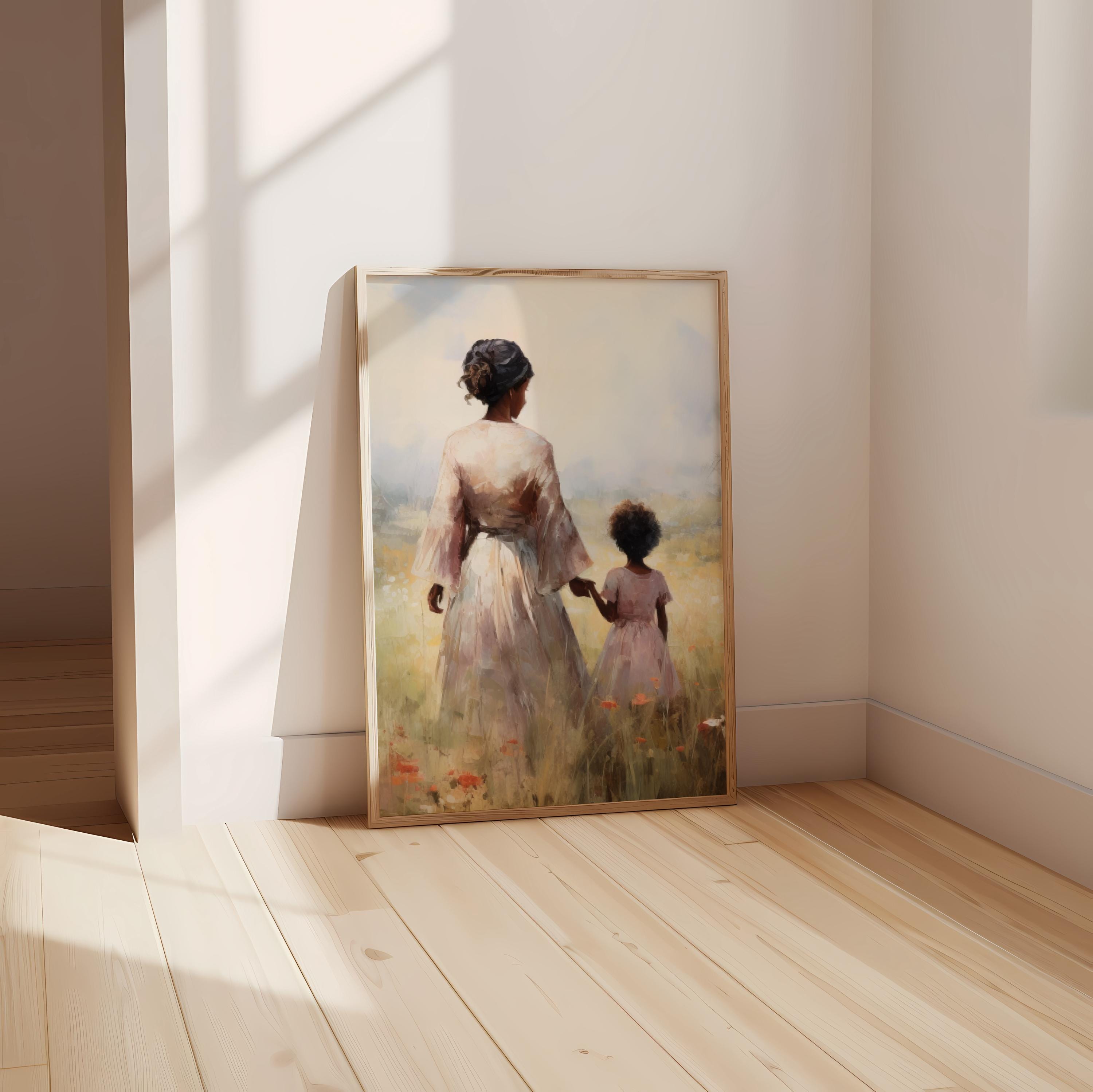 Mom and Daughter Art, Vintage African American Art Print, Mom and Girl ...