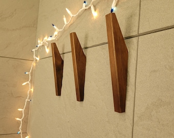 Set of Premium Walnut Wooden Mounted Wall Hooks (Easy Installation)